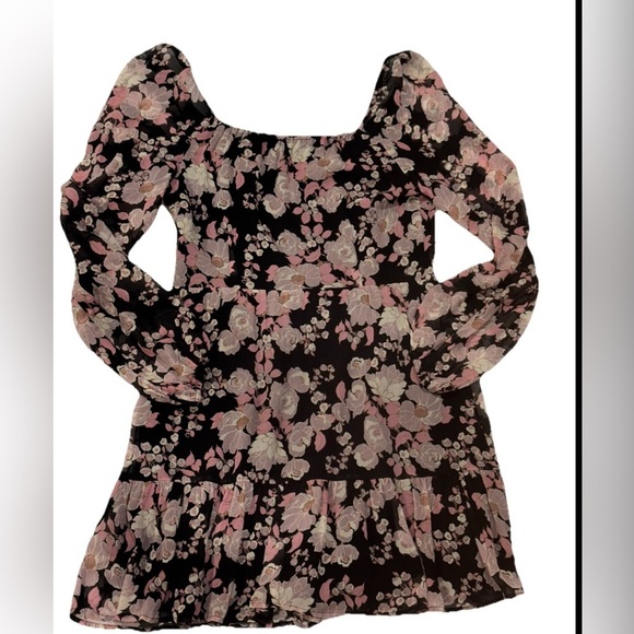 Paige Simi Floral Tiered Silk Mini Dress SZ L - Picture 4 of 7